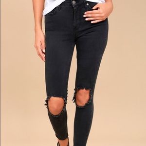 Black Free People Busted Knee Skinny Jeans